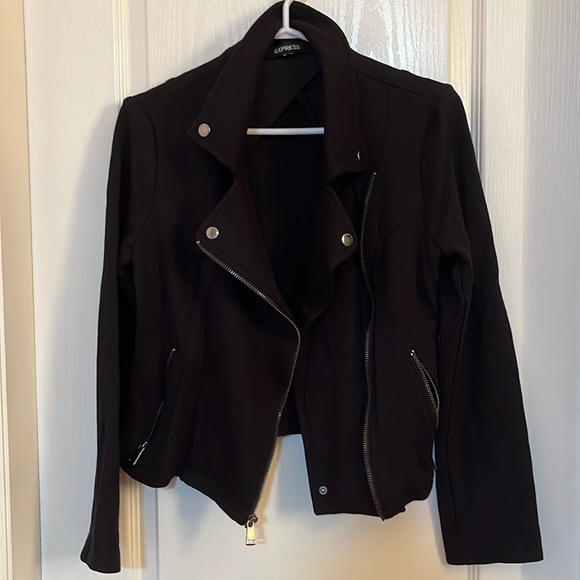 Express black lightweight cropped jacket asymmetrical zipper - Picture 1 of 3